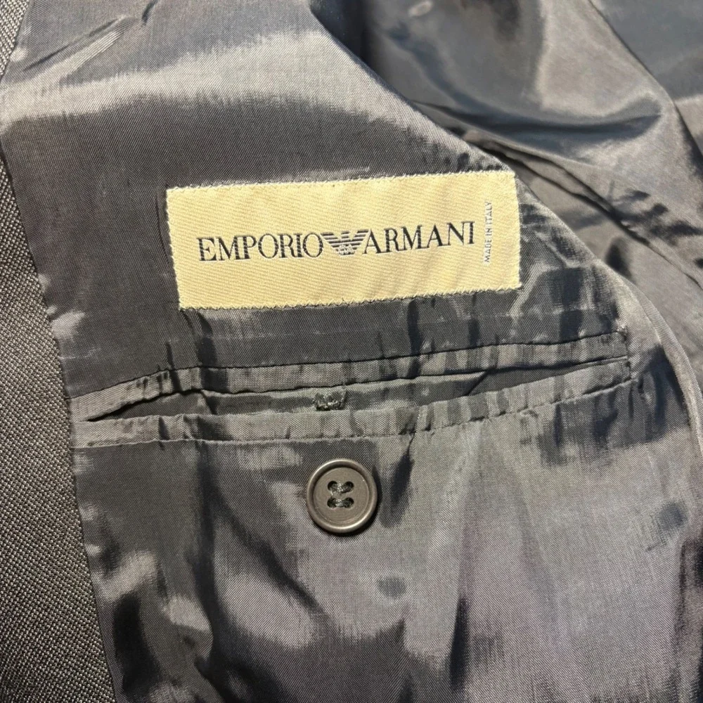 VTG Emporio Armani Italian Sport Coat Blazer Gray‎ Stripes Mens Size 42 Luxury